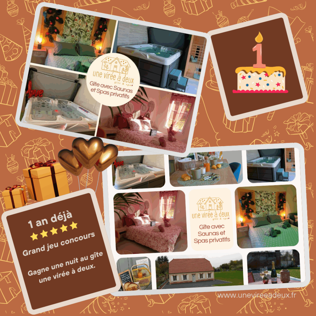 Jeu concours du 11/11/25 de la love room en Catimini avec jacuzzi et sauna dans l'OIse